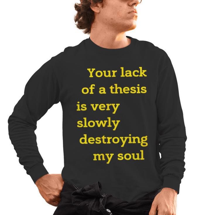 Teacher Or Professor Essay Thesis Writing Joke For Men Women Men's Long Sleeve T-Shirt