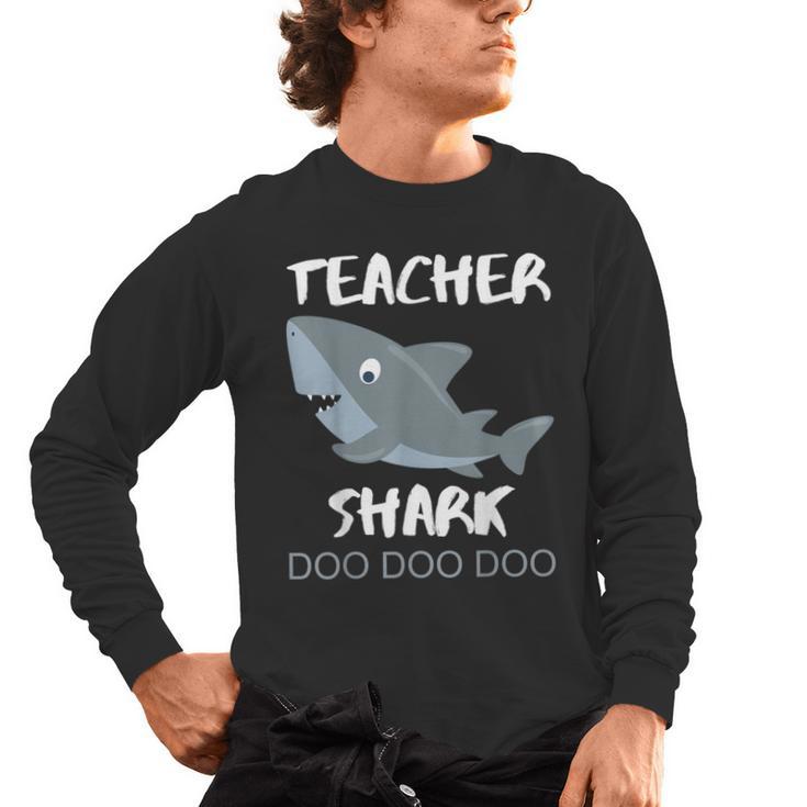 Teacher Shark Shirt Christmas Idea For Him Her Men's Long Sleeve T-Shirt