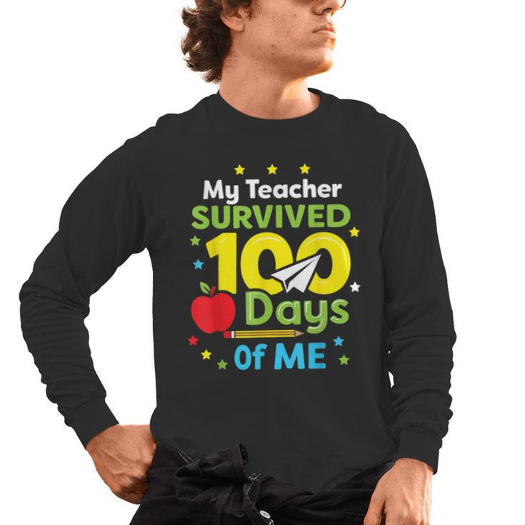 My Teacher Survived 100 Days Of Me Men's Long Sleeve T-Shirt