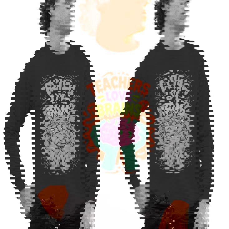 Teacher Teachers Love Brains Halloween Men Women Men&#x27;s Long Sleeve T-Shirt