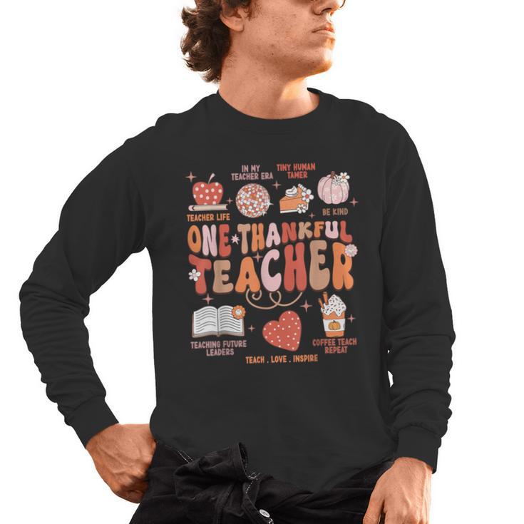 Teacher Thanksgiving Shirt Women One Thankful Teacher Fall Men's Long Sleeve T-Shirt