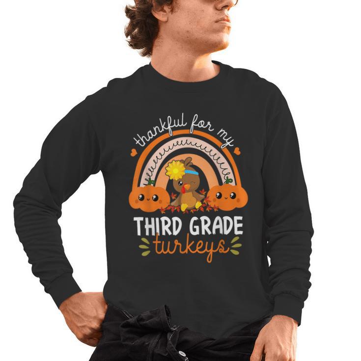 Teacher Thanksgiving Thankful For My Third Grade Turkeys Men's Long Sleeve T-Shirt