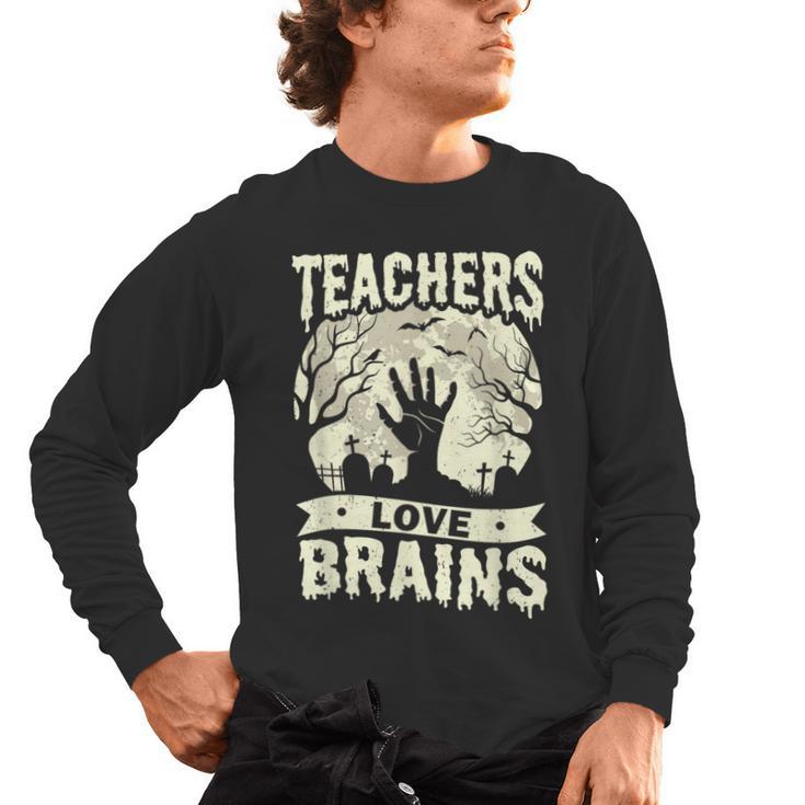 Teachers Love Brains Halloween Costume Boo Trick Teach Men's Long Sleeve T-Shirt, trending gift Teachers Love Brains Halloween Costume Boo Trick Teach Men's Long Sleeve T-Shirt, trending gift