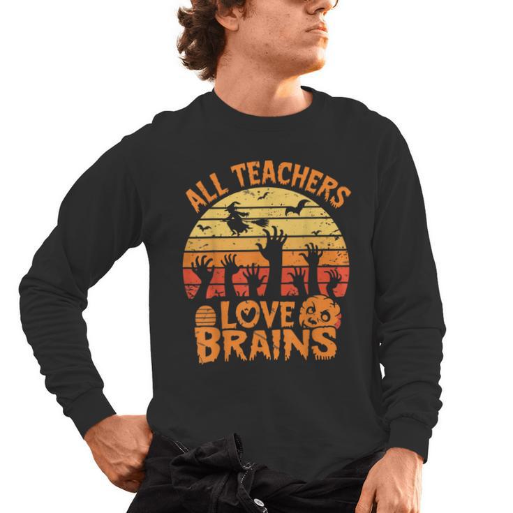 All Teachers Love Brains Teachers Halloween Teacher Men's Long Sleeve T-Shirt