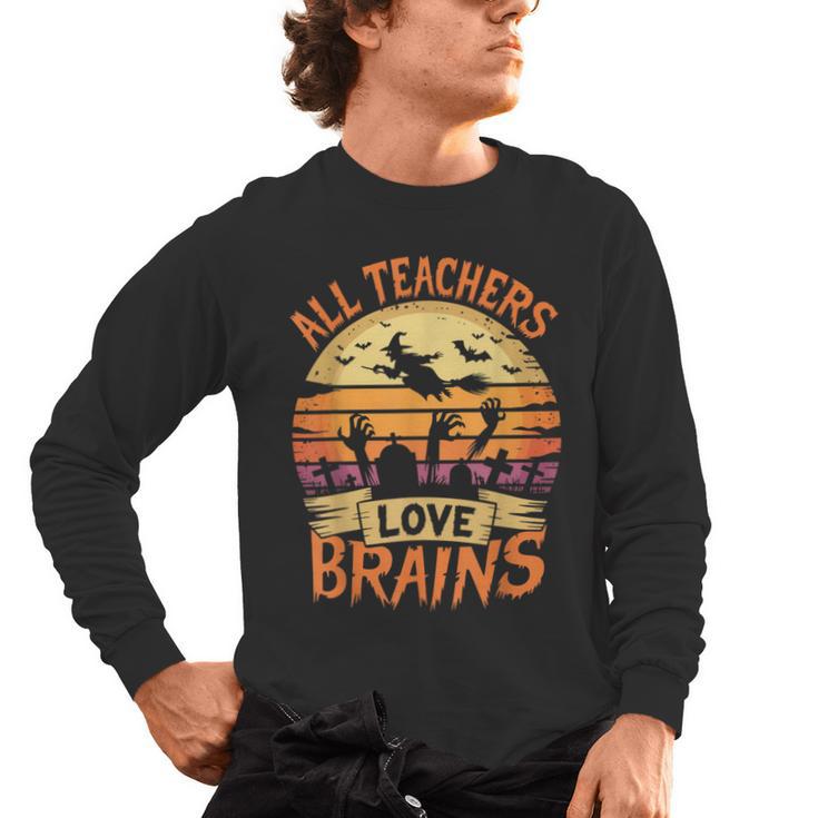 All Teachers Love Brains Halloween Teacher Men's Long Sleeve T-Shirt