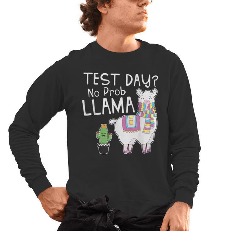 Teachers Testing Day Test Day No Prob Llama Teacher Men's Long Sleeve T-Shirt