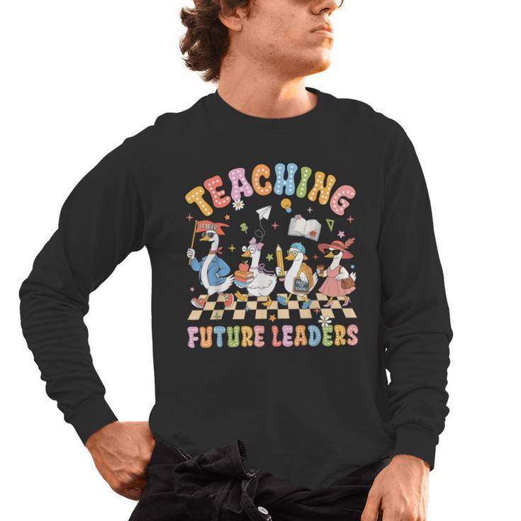 Teaching Future Leaders Teacher Back To School Cute Goose Men's Long Sleeve T-Shirt