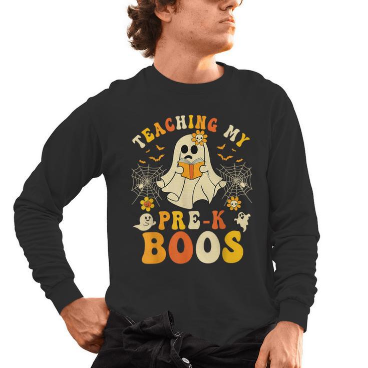 Teaching My Pre-K Boos Crew Teachers Halloween Ghost Men's Long Sleeve T-Shirt