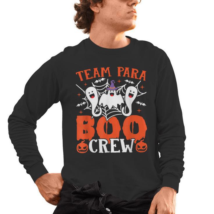 Team Para Boo Crew Halloween Ghost Paraprofessional Teacher Men's Long Sleeve T-Shirt