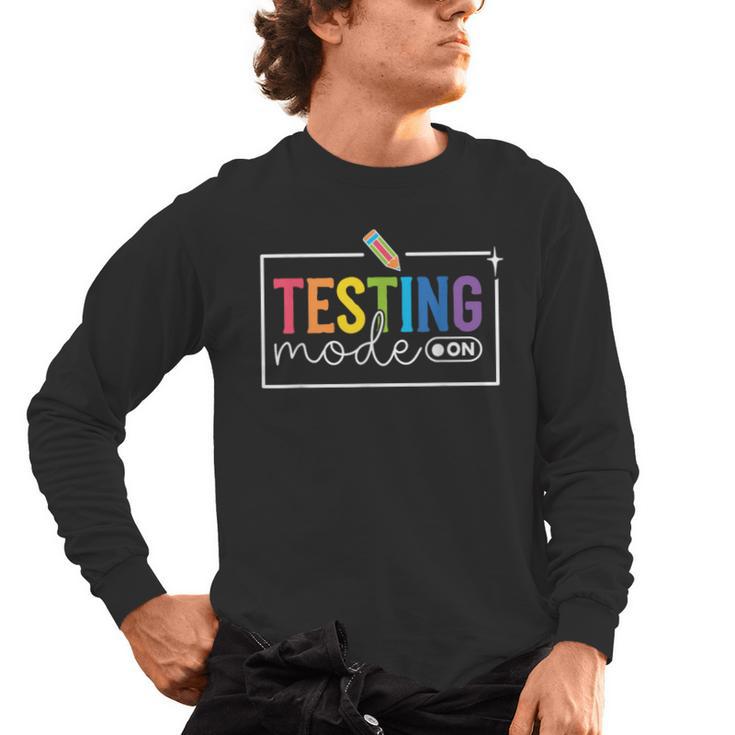 Testing Mode On Testing Day Motivational Teacher Kids Men's Long Sleeve T-Shirt