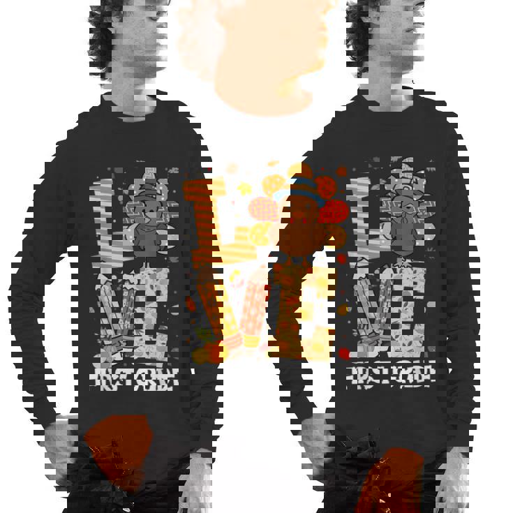 Thanksgiving Love First Grade Teacher Turkey Autumn Fall For Men Women Girls Kids Men&#x27;s Long Sleeve T-Shirt