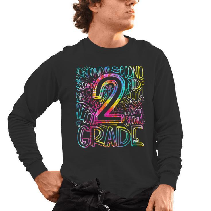 Tie Dye 2nd Grade Typography Team Second Grade Teacher Men's Long Sleeve T-Shirt, trending gift