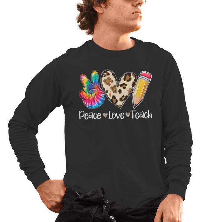 Tie Dye Hippie Peace Love Teach Teacher Appreciation Men's Long Sleeve T-Shirt