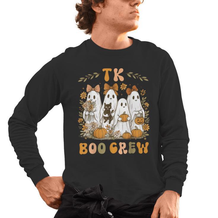 TK Boo Crew Preppy Halloween Floral Ghost TK Teacher Team TK Men's Long Sleeve T-Shirt