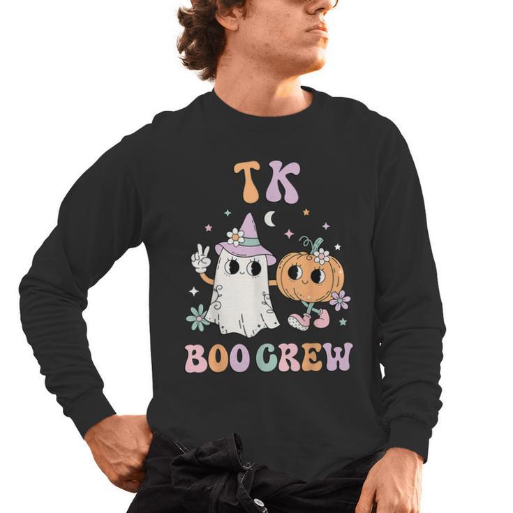 TK Boo Crew Retro Groovy Halloween Floral Ghost TK Teacher Men Women Kids Men's Long Sleeve T-Shirt