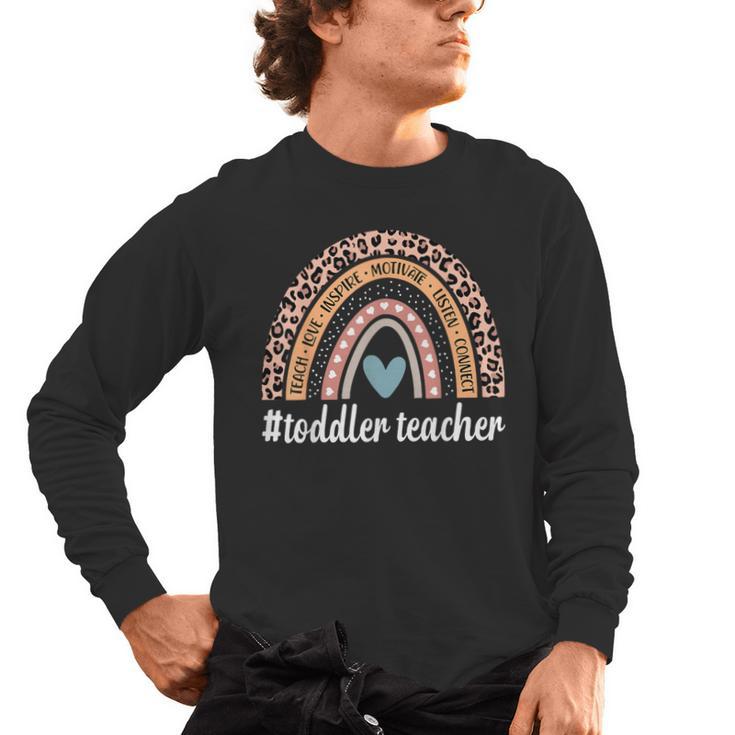 Toddler Teacher Rainbow Leopard Infant Teacher Men Women Men's Long Sleeve T-Shirt