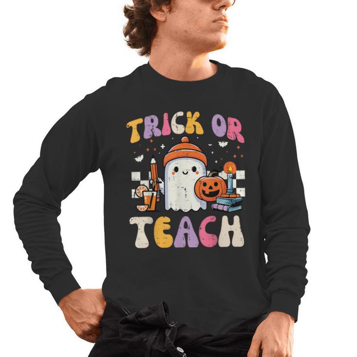 Trick Or Teach Ghost Teacher School Halloween Men Women Men's Long Sleeve T-Shirt