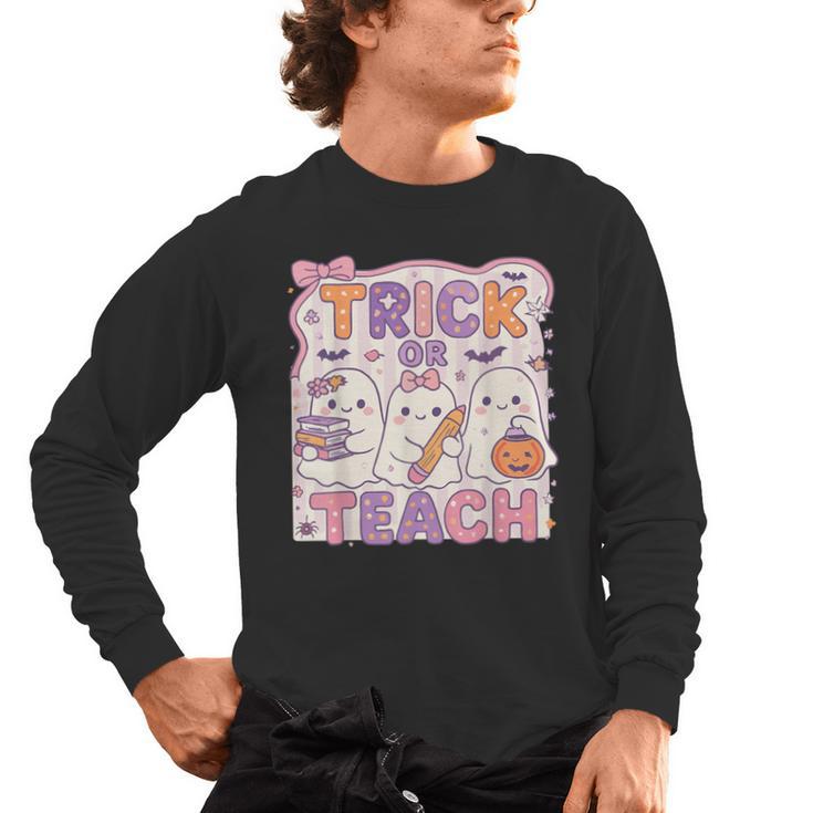 Trick Or Teach Retro Halloween Teacher Look Men's Long Sleeve T-Shirt