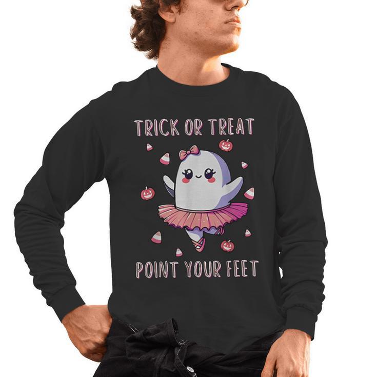 Trick Or Treat Point Your Feet Halloween Ghost Dance Teacher Men's Long Sleeve T-Shirt