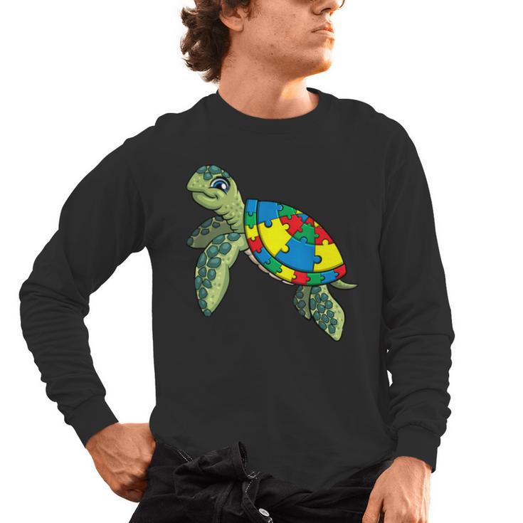 Turtle Puzzle Pieces For Autism Awareness Kids Women Teacher Men's Long Sleeve T-Shirt