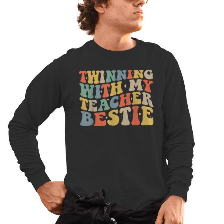 Twin Day Friends Teacher Twinning With My Bestie Matching Men's Long Sleeve T-Shirt