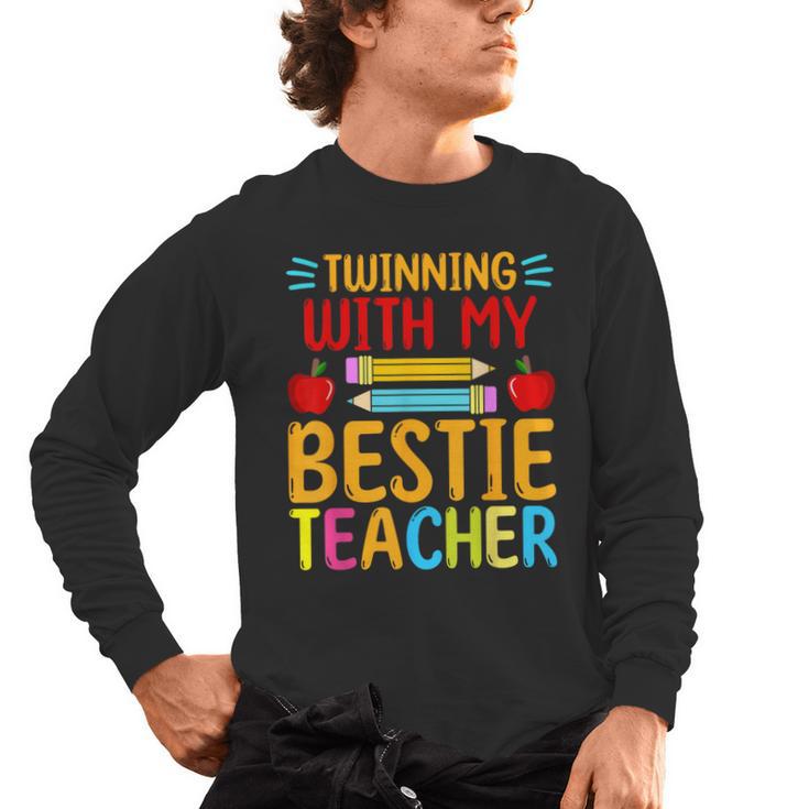 Twinning With My Bestie Teacher Boy Spirit Week Twin Day Men's Long Sleeve T-Shirt