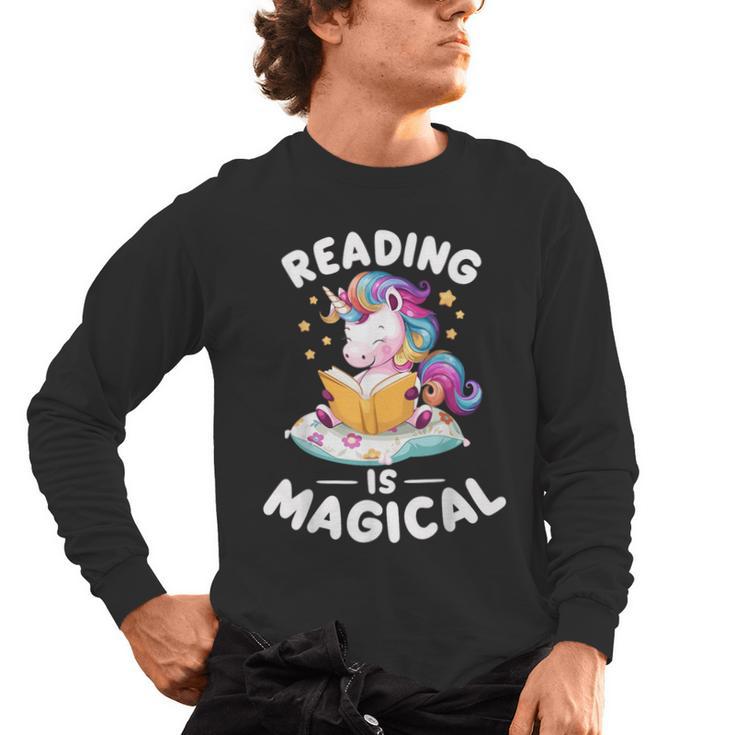 Unicorn Teacher Reading Is Magical Book Men's Long Sleeve T-Shirt