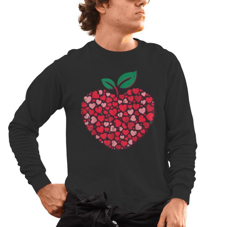 Valentines Day Teacher Hearts Apple Love Teach Women Men Men's Long Sleeve T-Shirt