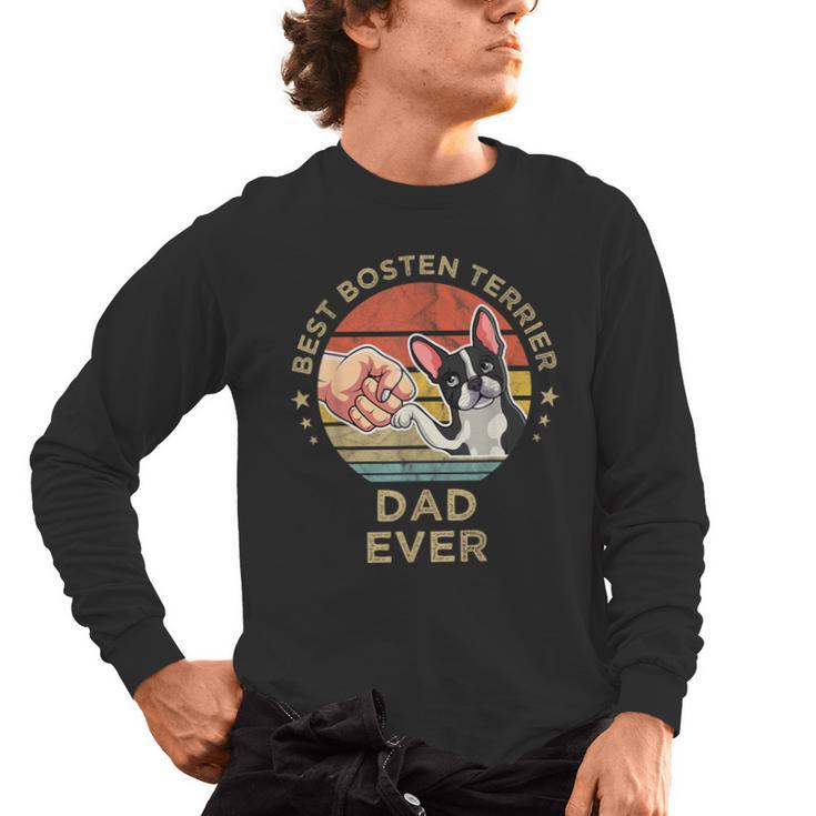 Vintage Best Boston Terrier Dad Ever Dog Father Father's Day Men Girls Kids Men's Long Sleeve T-Shirt
