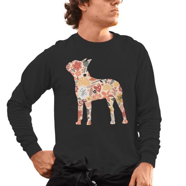 Vintage Floral Boston Terrier For Dog Lover Men's Long Sleeve T-Shirt