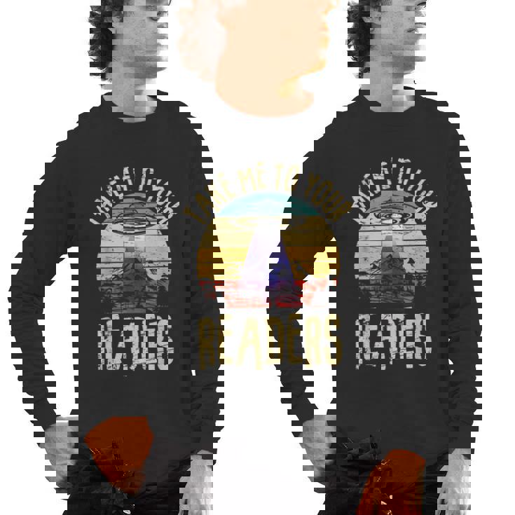 Vintage Take Me To Your Readers English Teacher Alien Space Men Women Men&#x27;s Long Sleeve T-Shirt