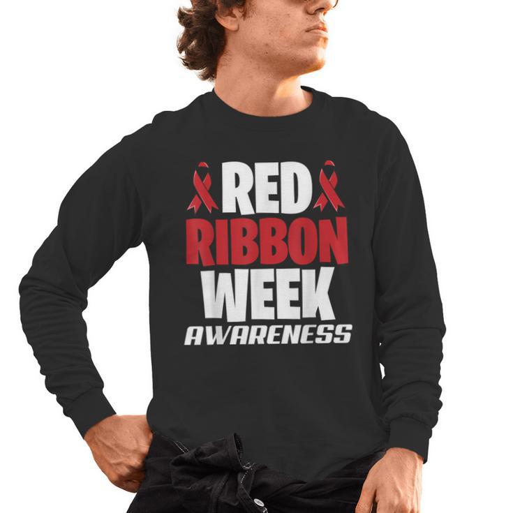 We Wear Red For Red Ribbon Week Awareness Mothers Teachers Men's Long Sleeve T-Shirt