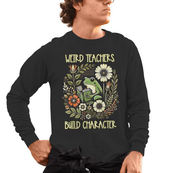 Weird Teachers Build Character Frog Reading Book Librarian Men's Long Sleeve T-Shirt