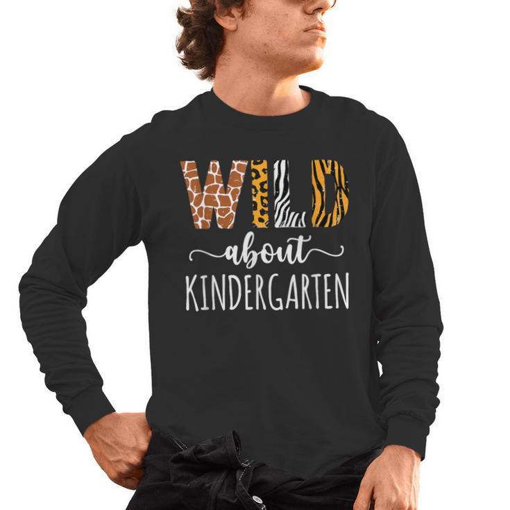 Wild About Kindergarten Teacher Leopard Print Men's Long Sleeve T-Shirt