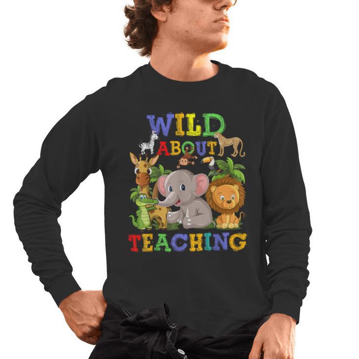 Wild About Teaching Safari Jungle School Teacher Men's Long Sleeve T-Shirt