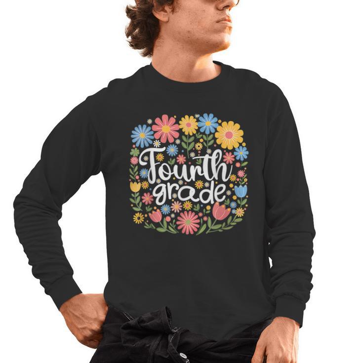 Wildflower 4th Fourth Grade Floral Back To School Teacher Men's Long Sleeve T-Shirt