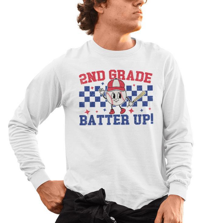 2nd Grade Batter Up Back To School Baseball Teacher Kids Men's Long Sleeve T-Shirt