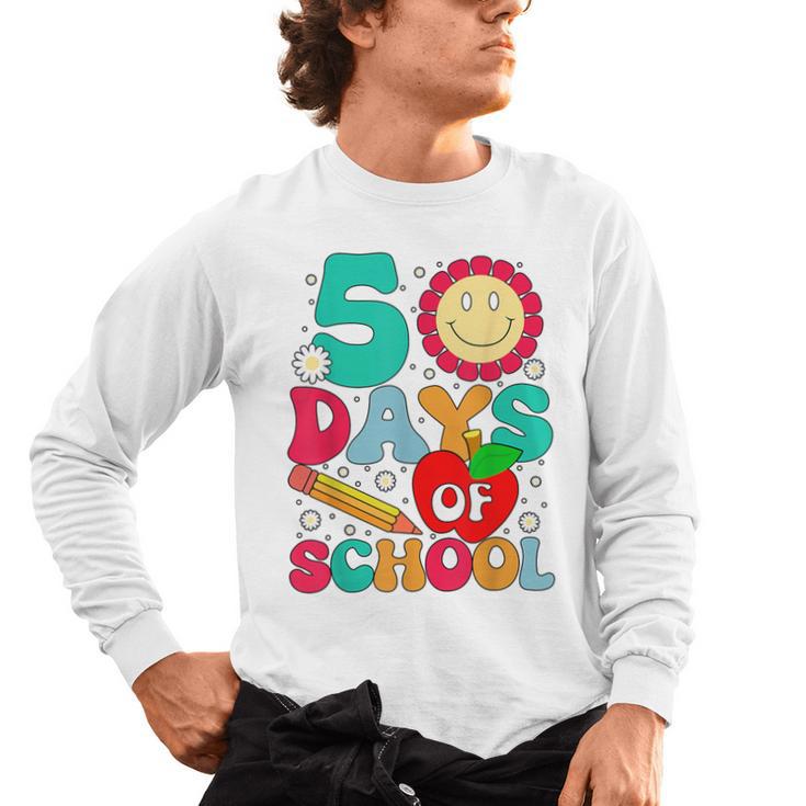 50 Days Of School Teacher Happy 50th Day Of School Kids Men's Long Sleeve T-Shirt