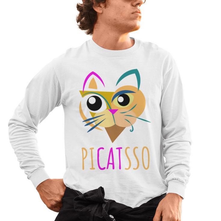 Abstract Cat Art Picatsso Shirt For Art Teachers Men's Long Sleeve T-Shirt