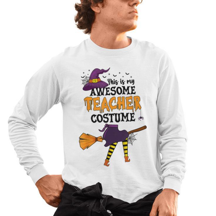 This Is My Awesome Teacher Costume Halloween Witch Men's Long Sleeve T-Shirt