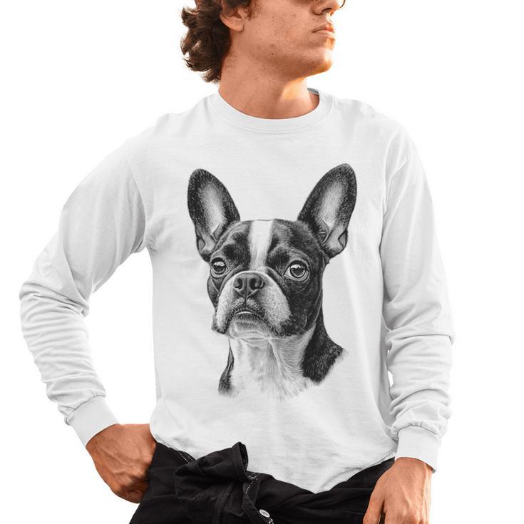 Boston Terrier Dog Motif Pet Illustration Boston Terrier For Men Women Kids Men's Long Sleeve T-Shirt