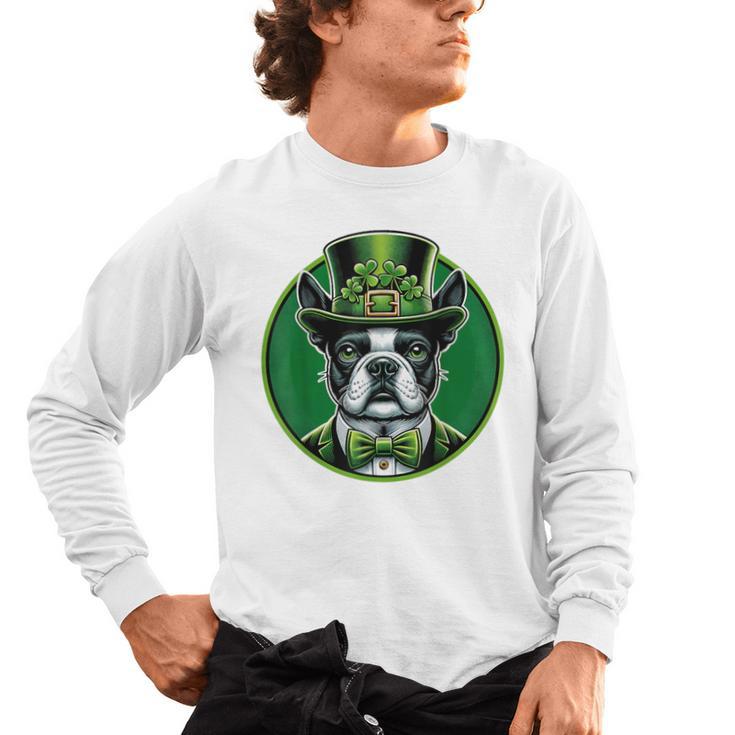 Boston Terrier Dog St Patricks Day Irish Pet Lover Men Women Kids Men's Long Sleeve T-Shirt