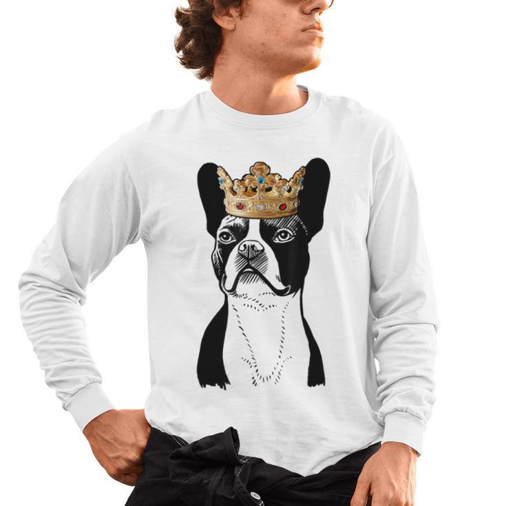 Boston Terrier Dog Wearing Crown For Men Women Girls Kids Men's Long Sleeve T-Shirt