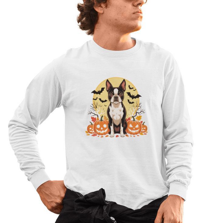Boston Terrier Halloween Dog Lover Pumpkin Costume Men's Long Sleeve T-Shirt