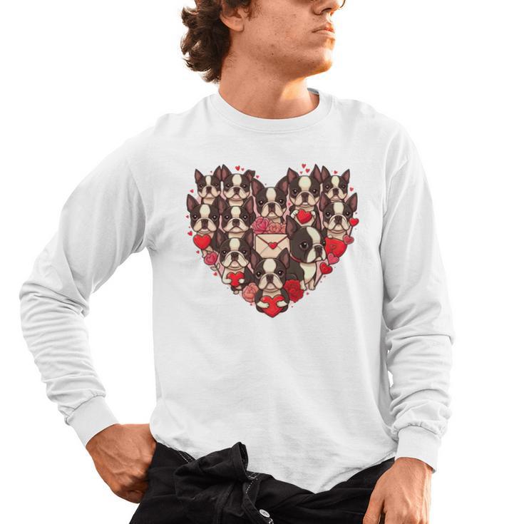 Boston Terrier Heart Valentine Boston Terrier Men's Long Sleeve T-Shirt