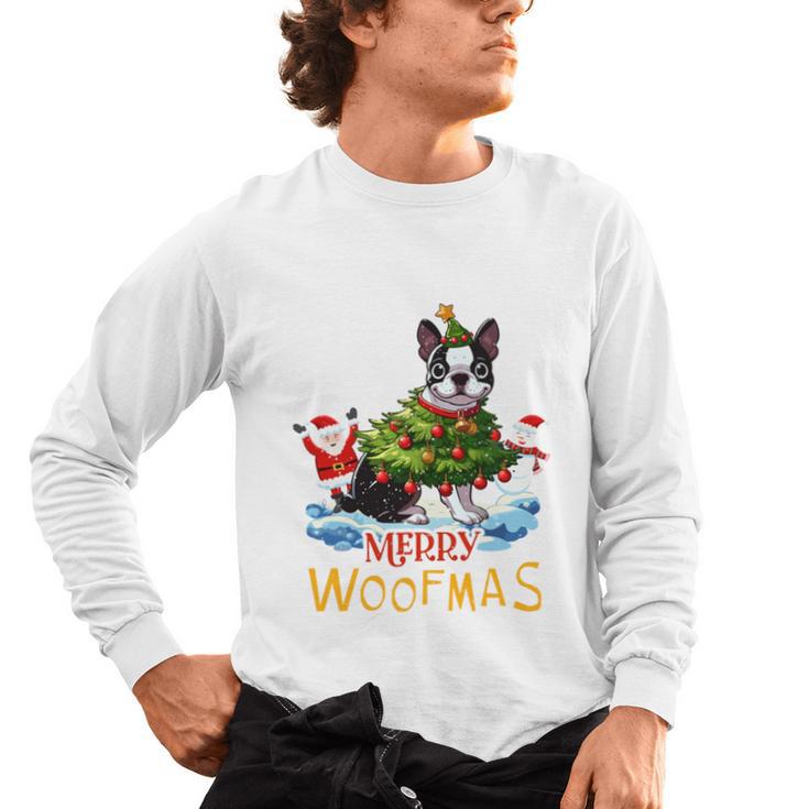 Boston Terrier Merry Christmas Tree Lights Dog X-Mas Dogs Men's Long Sleeve T-Shirt, trending gift
