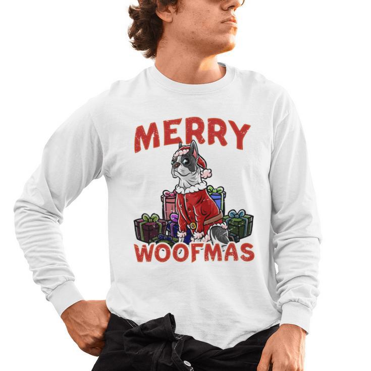 Boston Terrier Santa Claus Hat Merry Christmas Dog X-Mas Men's Long Sleeve T-Shirt, trending gift