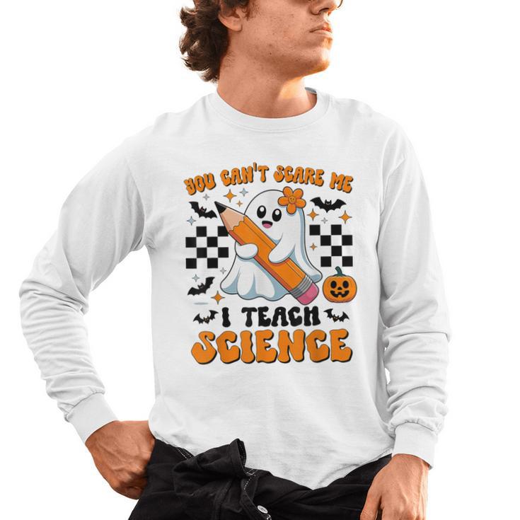 You Can't Scare Me I Teach Science Retro Teacher Halloween Men's Long Sleeve T-Shirt