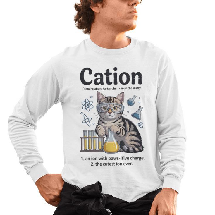 Cation Shirt Cat Science Chemistry Teacher Chemist Pun Men's Long Sleeve T-Shirt
