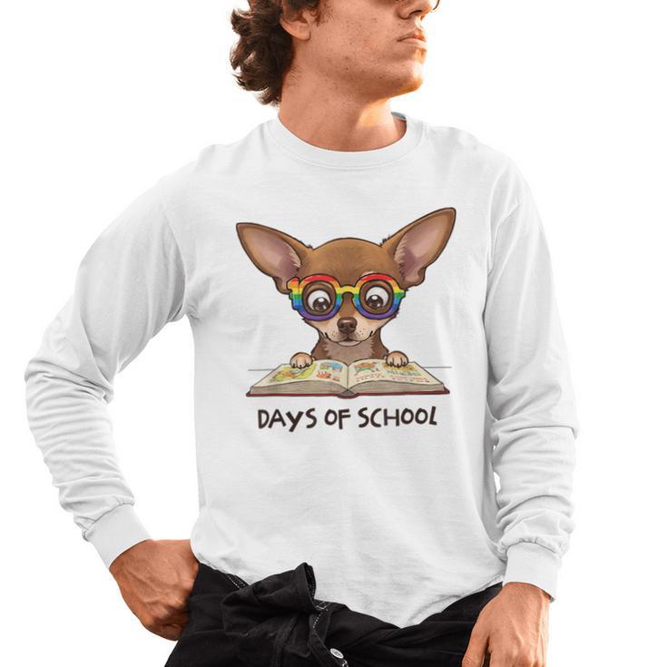 Chihuahua 100 Days Of School Rainbow Glasses Teacher Men's Long Sleeve T-Shirt